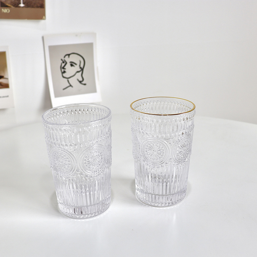 [노트르 유리컵] 골드라인 앤틱 홈카페 유리잔 맥주컵 아메리카노