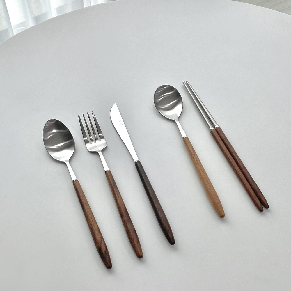 [벨류 커트러리] 디니스, 이사벨 월넛 예쁜 수저세트 커트러리세트 한식기 양식기