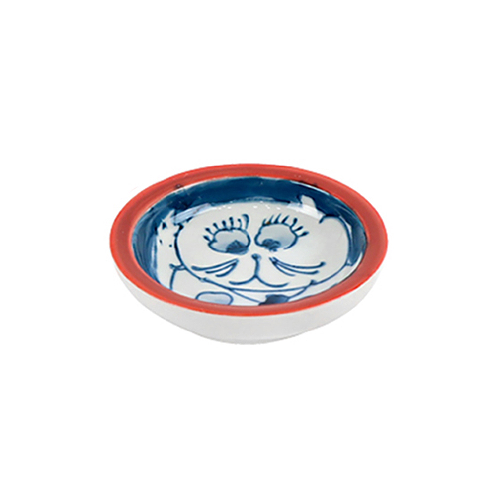 하이토 고양이 납작원종지(빨강)