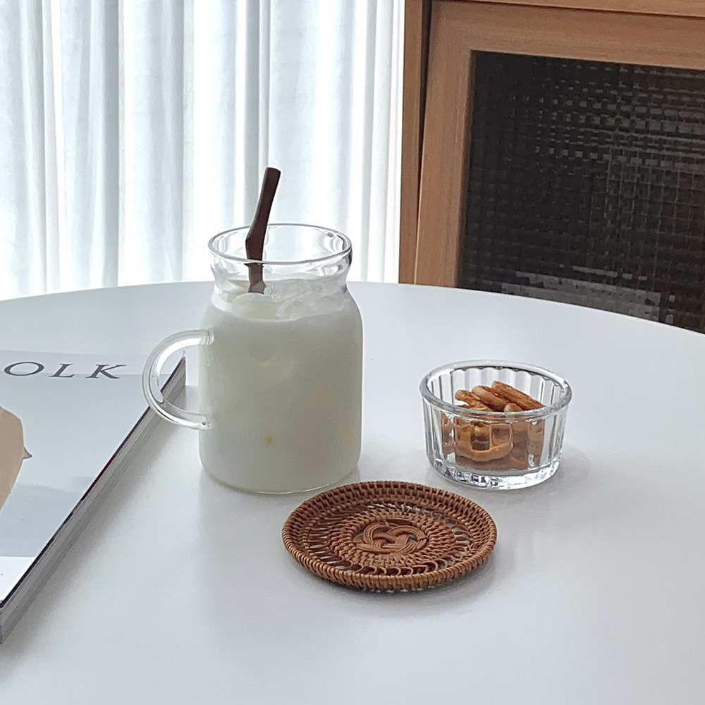 [내열유리 우유컵] 예쁜 홈카페 홈브런치 유리 머그컵 아메리카노 라떼
