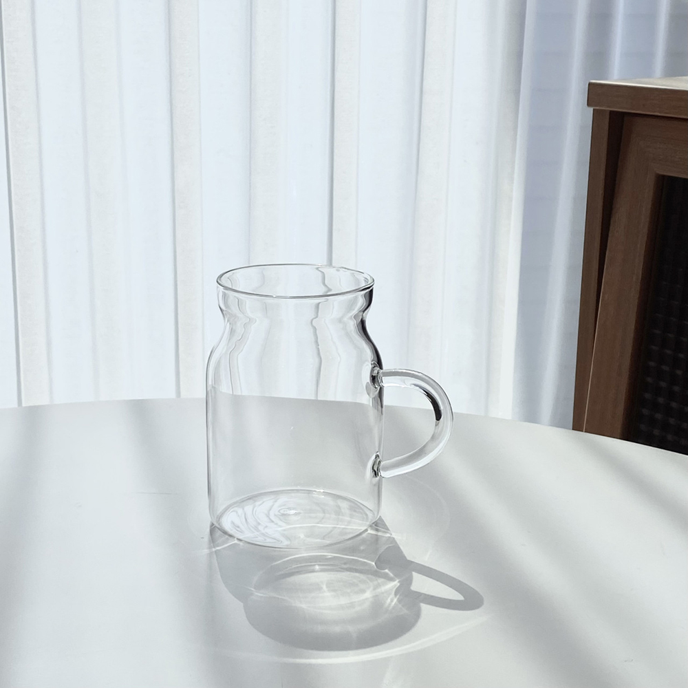 [내열유리 우유컵] 예쁜 홈카페 홈브런치 유리 머그컵 아메리카노 라떼