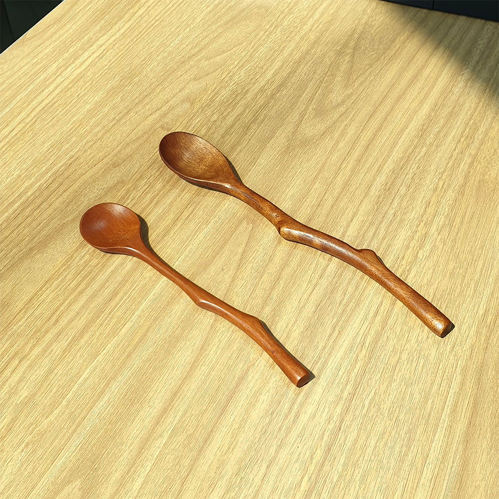 [옻칠 스푼] 구불구불 나무 스푼 홈카페 홈디저트 우드 머들러 커트러리