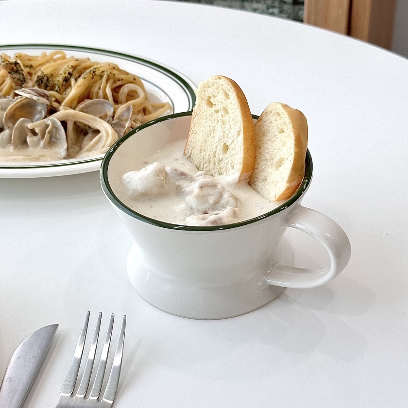 [깨지지 않는 그릇] 스프볼 요거트볼 머그 가벼운 멜라민 그린 라인