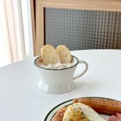 [깨지지 않는 그릇] 스프볼 요거트볼 머그 가벼운 멜라민 그린 라인