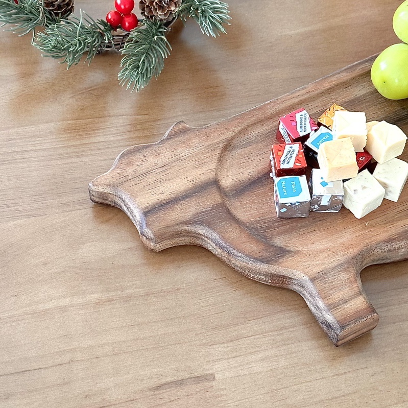 [카우 우드 트레이] 스테이크 플레이팅 귀여운 소 나무 도마 캠핑