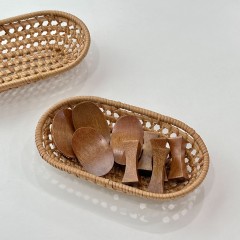 [타원 라탄 바구니] 커피 캡슐 수저받침 다용도 보관함 트레이