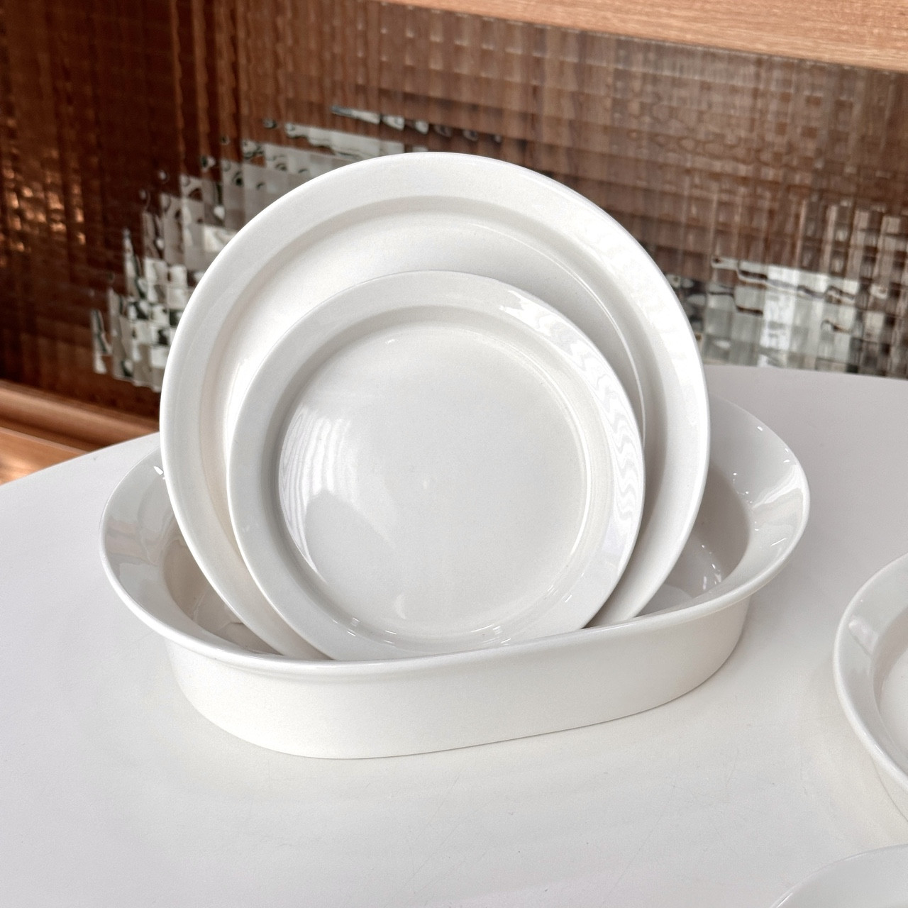 디저트 접시 2sizes 카페 도자기 원형 브런치